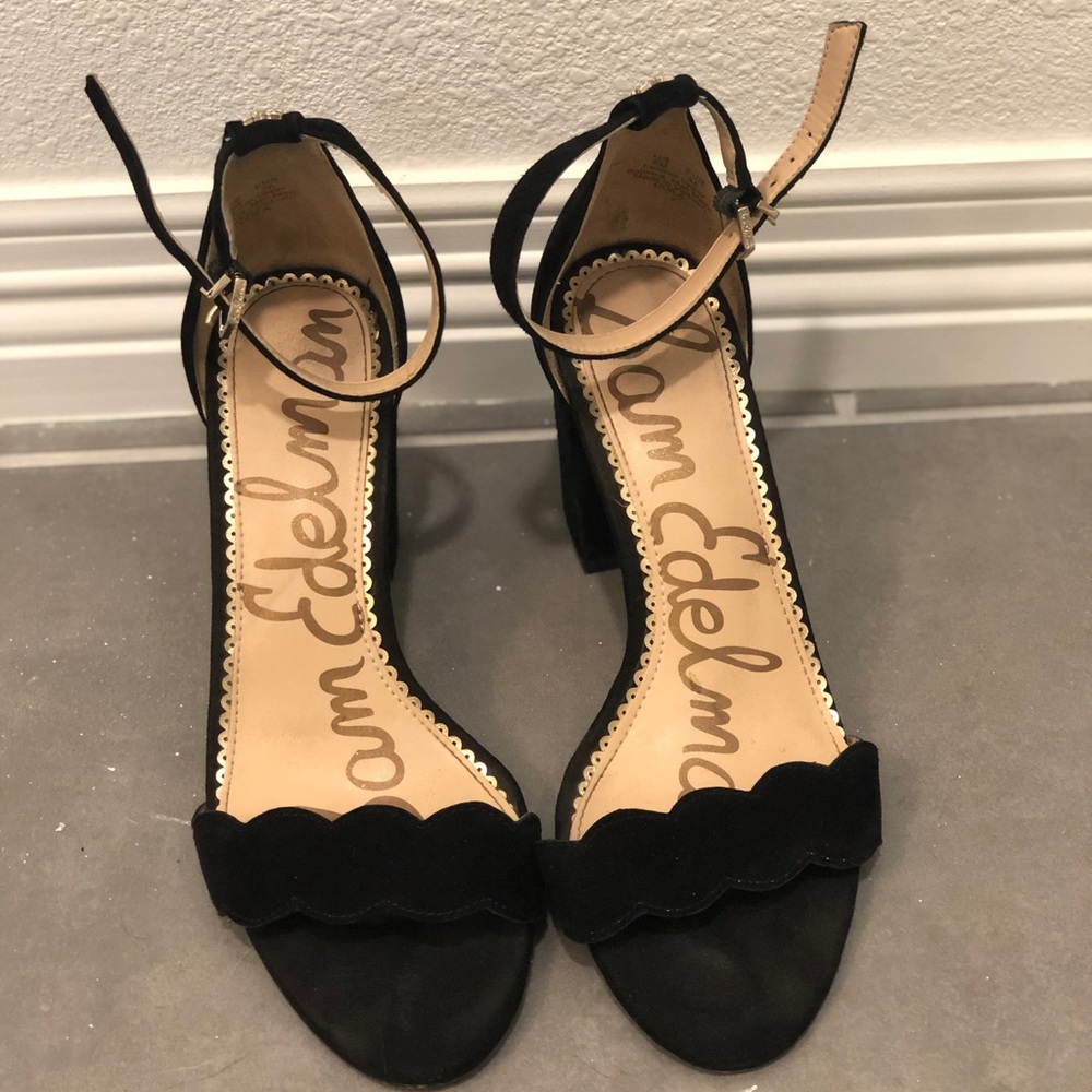 Black suede heels